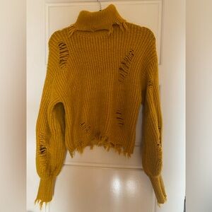 Distressed Mustard Sweater